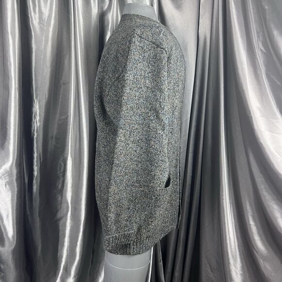 VTG Pendleton Virgin Wool Cardigan Sweater Men's XL Shetland Gray Tweed Grandpa - Picture 5 of 13